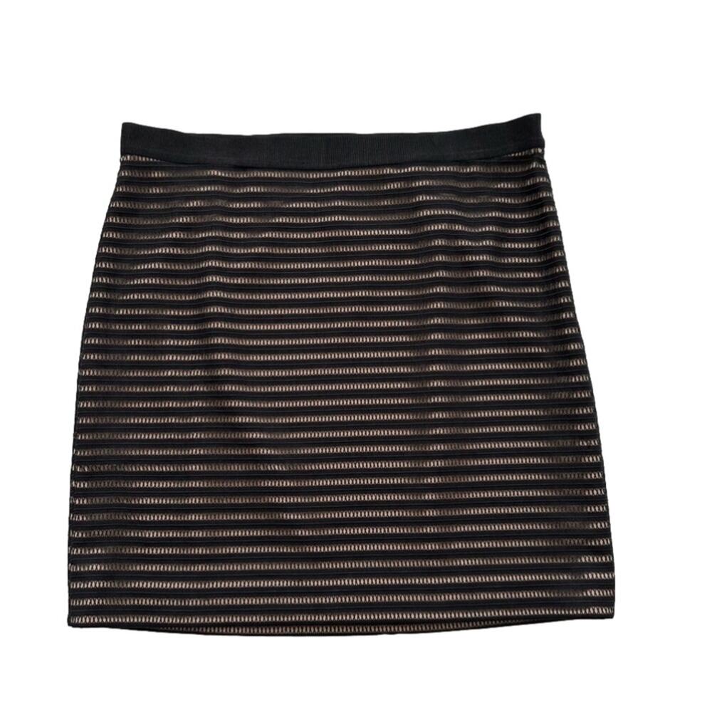 Ann Taylor Skirt Black Cream Knee Length Straight Pencil Career Size 14 NEW